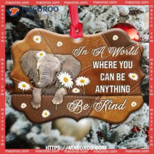 Elephant Leather Be Kind Metal Ornament, Hanging Elephant Ornament