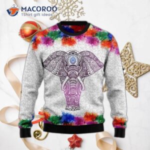 Elephant Mandala-colored Ugly Christmas Sweater