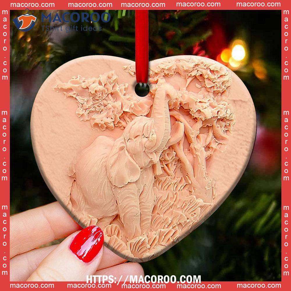 Elephant Silicon Mold Style Heart Ceramic Ornament