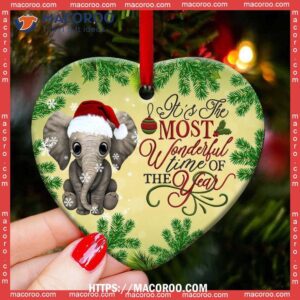 elephant the most wonderful time of year heart ceramic ornament elephant christmas tree ornaments 0