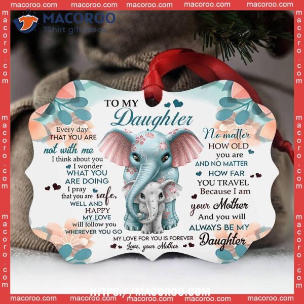 Elephant To My Daughter I Pray Metal Ornament, Pink Elephant Ornament