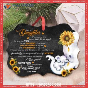 elephant to my daughter sunflower horizontal ceramic ornament white elephant ornament 2