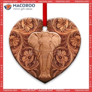 Elephant The Most Wonderful Time Of Year Heart Ceramic Ornament, Elephant Christmas Tree Ornaments