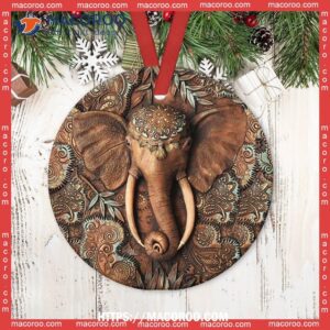 elephant wooden cool style circle ceramic ornament white elephant christmas ornament 2