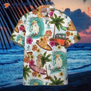 enjoy surfing in hawaiian shirts with a retriever dog 0
