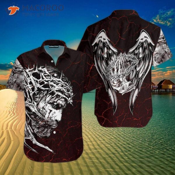 Evil And Angel Jesus Christ Black Hawaiian Shirts