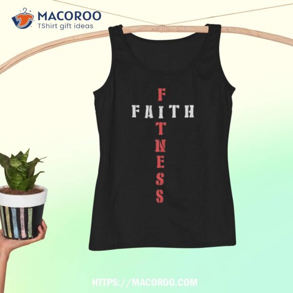 Faith Fitness Cross Christian Workout Modern Gym Shirt