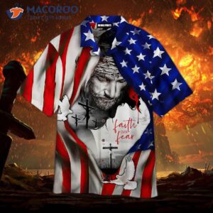 faith over fear jesus under an american flag hawaiian shirt 1