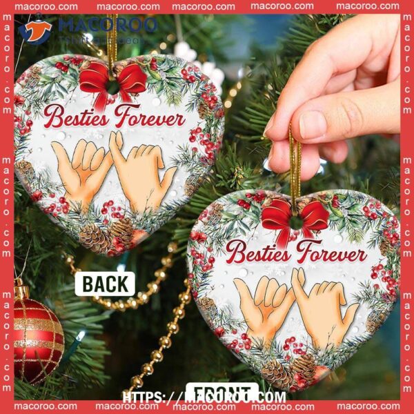 Family Besties Forever Style Heart Ceramic Ornament, Best Family Ever Ornament