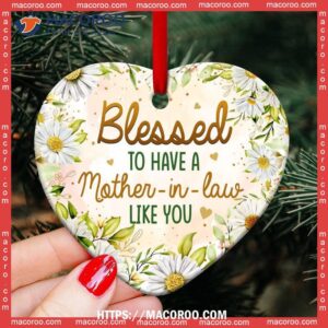 family blessed to have a mother in law like you heart ceramic ornament personalized family ornaments 1