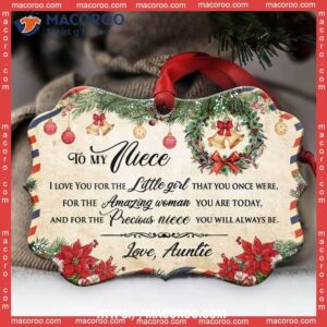 Family Christmas Letter Auntie To Niece Metal Ornament, Family Christmas Ornaments 2023