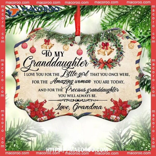 Family Christmas Letter Grandma To Granddaughter Metal Ornament, Custom Family Ornaments