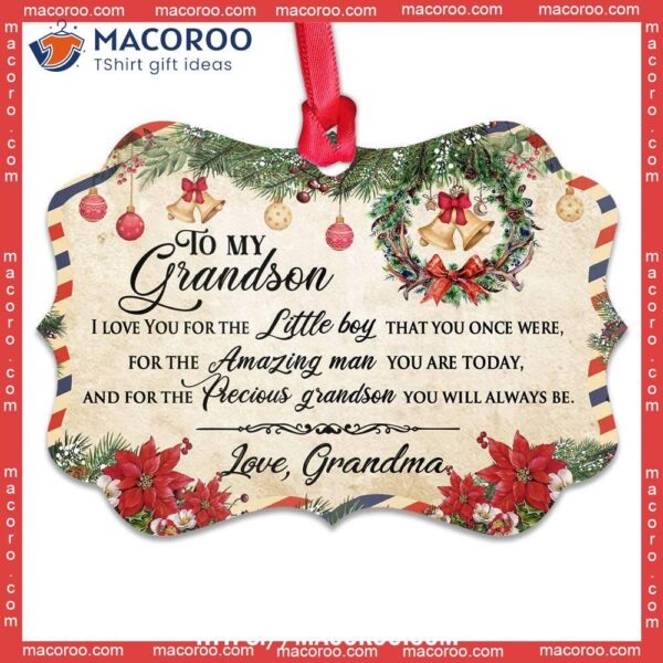 Family Christmas Letter Grandma To Grandson Metal Ornament, Family Christmas Ornaments 2023