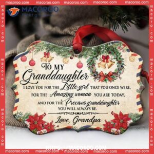 Family Christmas Letter Grandpa To Granddaughter Metal Ornament, Custom Family Ornaments