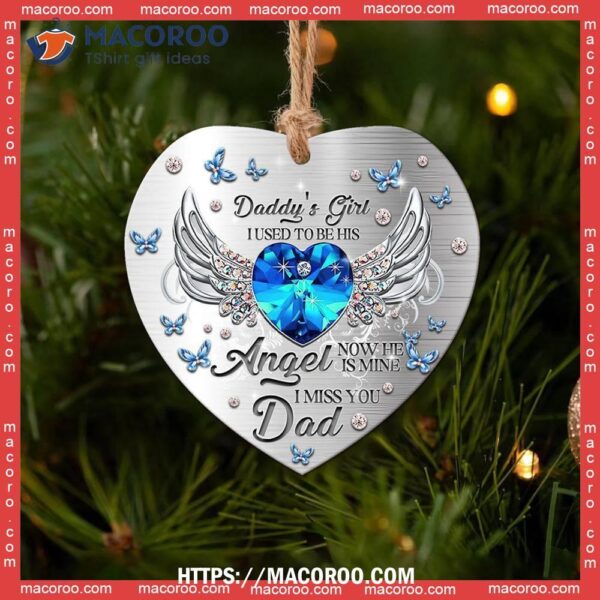 Family Daughter To Her Daddy With Wings Heart Ceramic Ornament, 2023 Family Ornaments