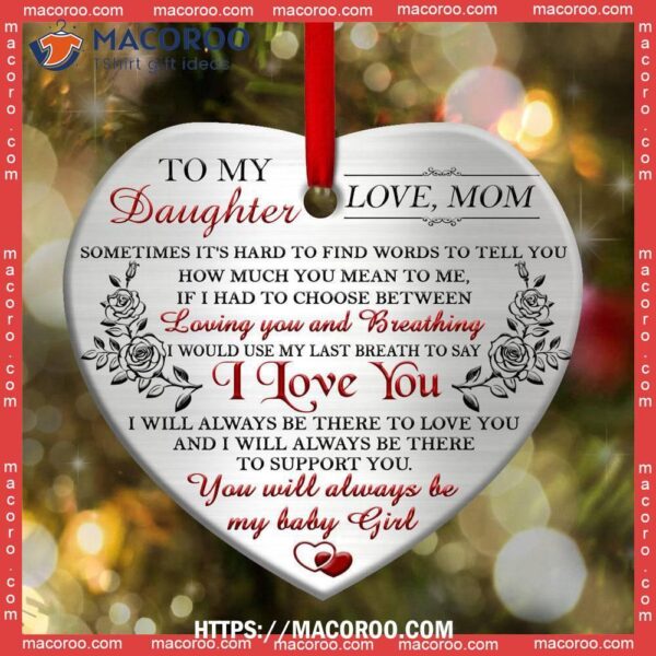 Family Daughter To My Love Mom Heart Ceramic Ornament, Custom Family Ornaments