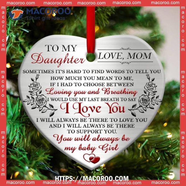 Family Daughter To My Love Mom Heart Ceramic Ornament, Custom Family Ornaments