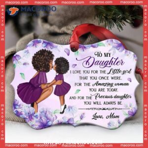Family Flower To My Black Daughter Metal Ornament, Custom Family Ornaments