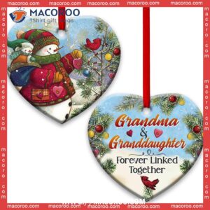 family grandma and granddaughter forever linked together heart ceramic ornament family tree ornament 0