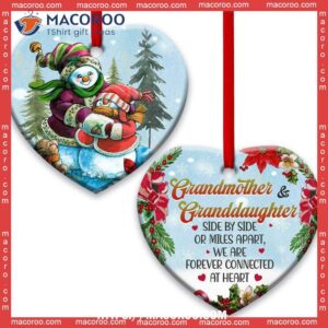 Family Grandmother And Granddaughter Side By Heart Ceramic Ornament, Family Christmas Decor