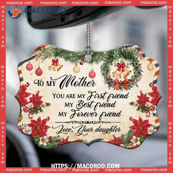 Family Letter For Mother Christmas Metal Ornament, 2023 Family Ornaments