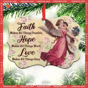 Family Love Angel Faith Makes All Things Possible Metal Ornament, Personalized Family Ornaments
