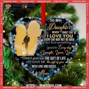 Family Love To My Daughter Heart Ceramic Ornament, Family Christmas Ornaments