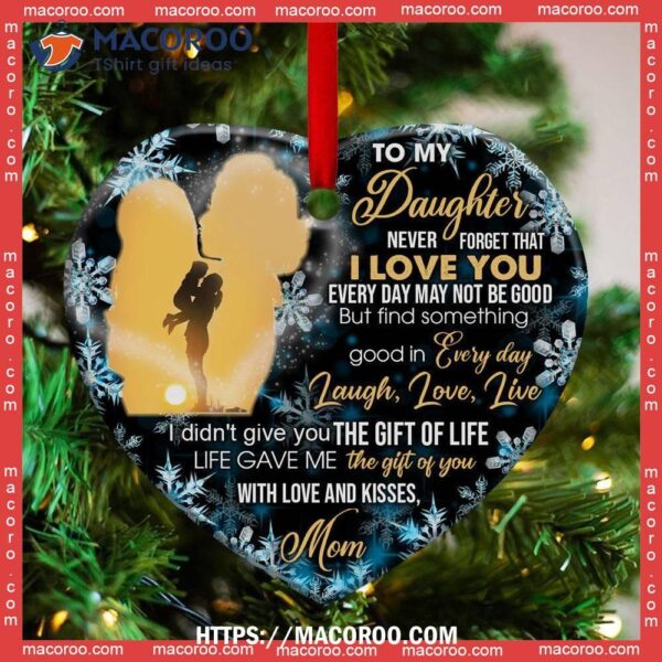 Family Love To My Daughter Heart Ceramic Ornament, Family Christmas Ornaments