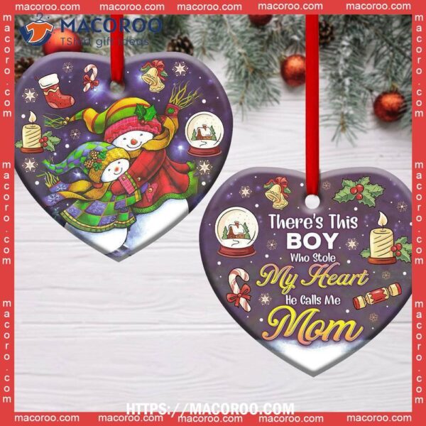 Family Mas Snowman There Is This Boy Who Stole My Heart Ceramic Ornament, Family Tree Ornament