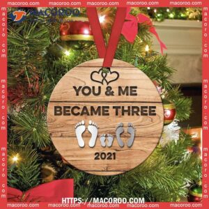 Family Metal Style First Christmas Together Mom Circle Ceramic Ornament, Personalized Family Ornaments