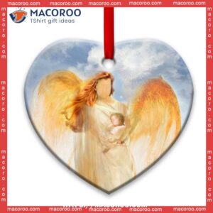 family mom angel and baby heart ceramic ornament personalized family ornaments 0
