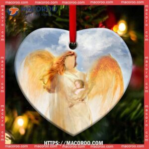 family mom angel and baby heart ceramic ornament personalized family ornaments 1