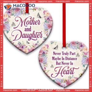 Family Mom Gift Mother And Daughter Heart Ceramic Ornament, Best Family Ever Ornament