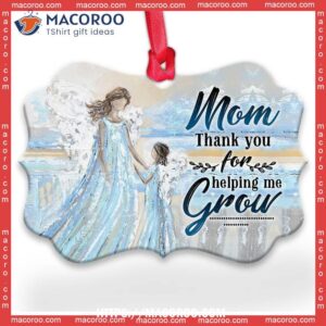 Family Mom Thank You For Helping Me Grow Metal Ornament, Personalized Family Ornaments