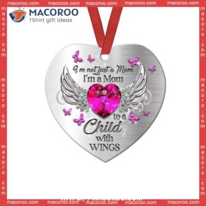 Family Mom To A Child With Wings Jewelry Style Heart Ceramic Ornament, 2023 Family Ornaments