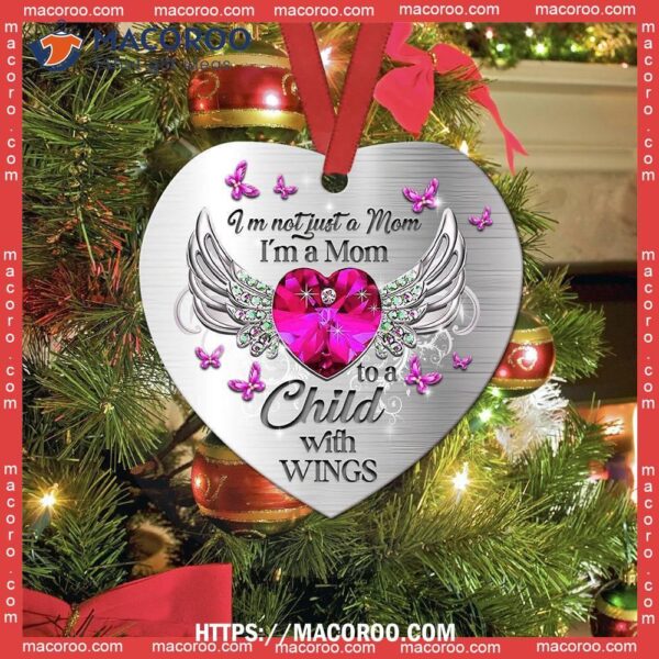 Family Mom To A Child With Wings Jewelry Style Heart Ceramic Ornament, 2023 Family Ornaments