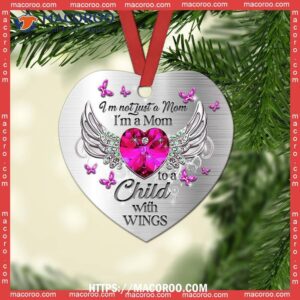 family mom to a child with wings jewelry style heart ceramic ornament 2023 family ornaments 2