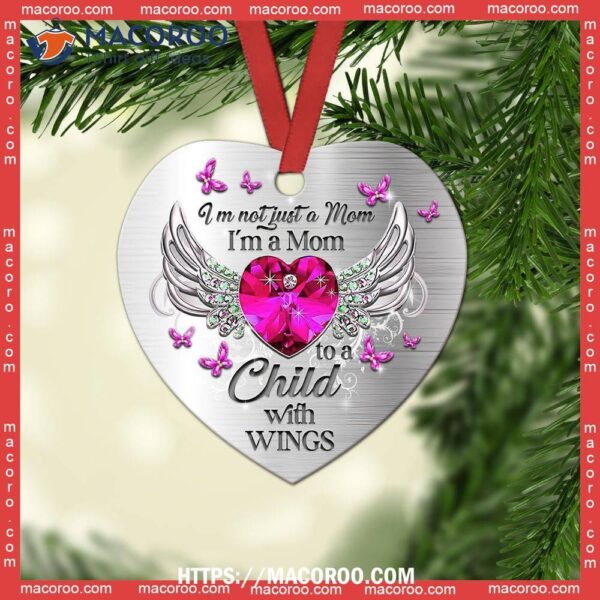 Family Mom To A Child With Wings Jewelry Style Heart Ceramic Ornament, 2023 Family Ornaments