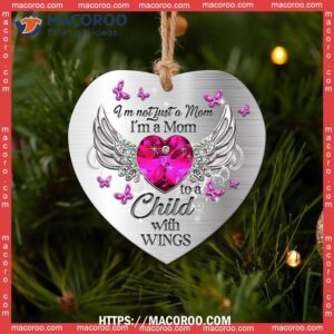 family mom to a child with wings jewelry style heart ceramic ornament 2023 family ornaments 3