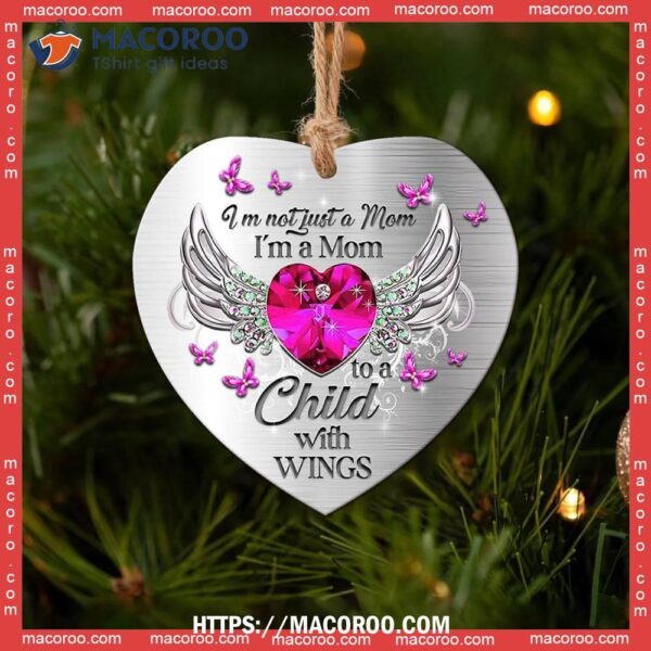 Family Mom To A Child With Wings Jewelry Style Heart Ceramic Ornament, 2023 Family Ornaments