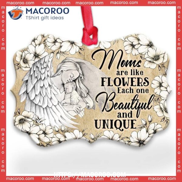 Family Moms Are Like Flowers Metal Ornament, Personalized Family Ornaments