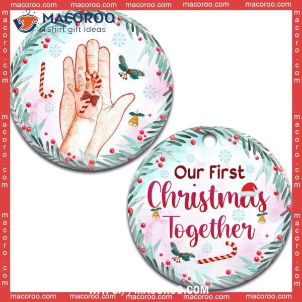 Family Mother Our First Christmas Together Circle Ceramic Ornament, Best Family Ever Ornament