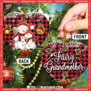 family snowman fairy grandmother heart ceramic ornament family christmas ornaments 1