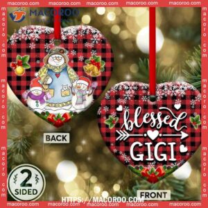 family snowman for gandma blessed gigi with two grandkids heart ceramic ornament family christmas ornaments 2