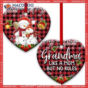 Family Snowman Grandma Like Mom But No Rules Heart Ceramic Ornament, Family Christmas Ornaments 2023