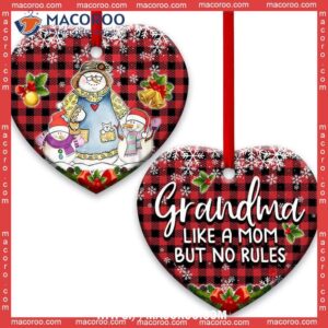 family snowman grandma like mom but no rules love for all grandkids heart ceramic ornament family tree decoration 0
