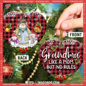 family snowman grandma like mom but no rules love for all grandkids heart ceramic ornament family tree decoration 1