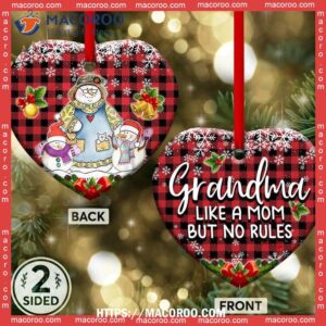family snowman grandma like mom but no rules love for all grandkids heart ceramic ornament family tree decoration 2