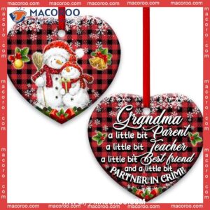 family snowman grandma parent teacher friend heart ceramic ornament 2023 family ornaments 0