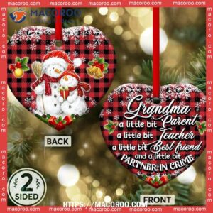 Family Snowman Grandma Parent Teacher Friend Heart Ceramic Ornament, 2023 Family Ornaments